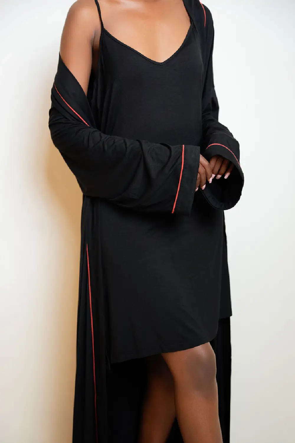 Cozy Robes - Black with red pipping - Image 3