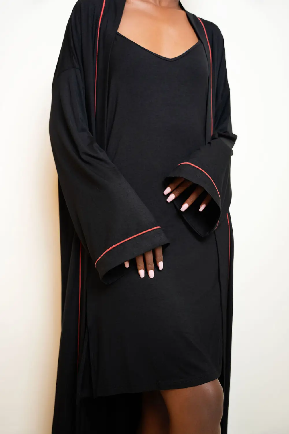 Cozy Robes - Black with red pipping - Image 4
