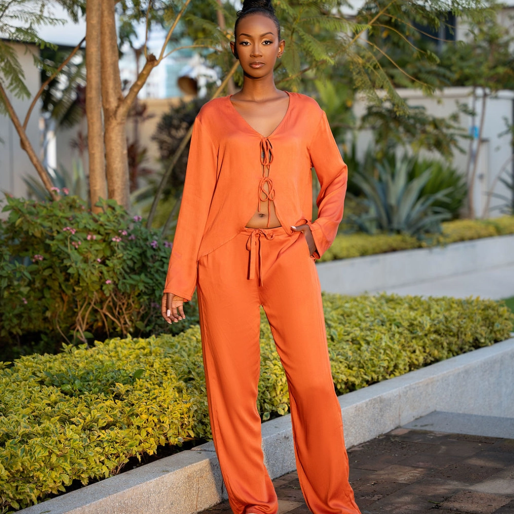 Romance Set -Long Pants -Peach Orange