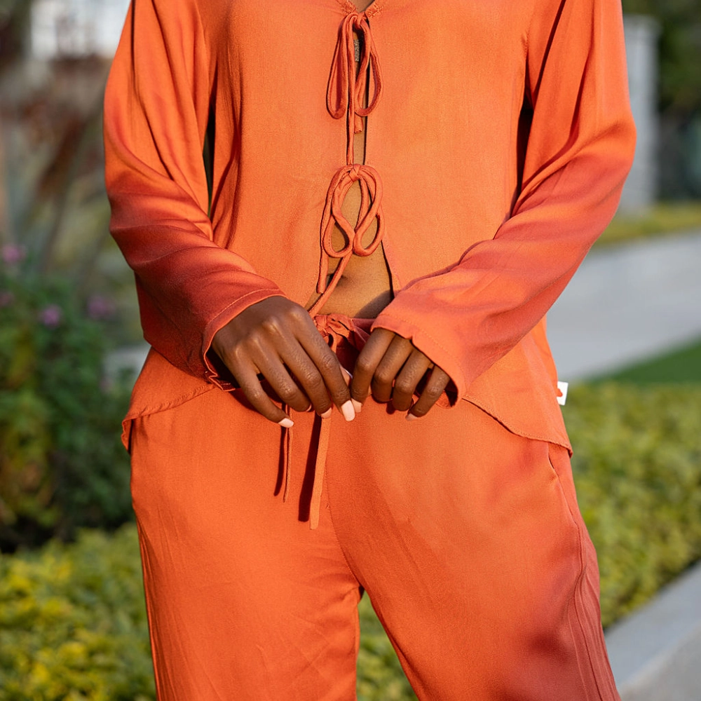 Romance Set -Long Pants -Peach Orange - Image 2