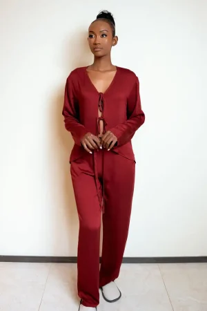 Romance Set Red Wine Long Pants